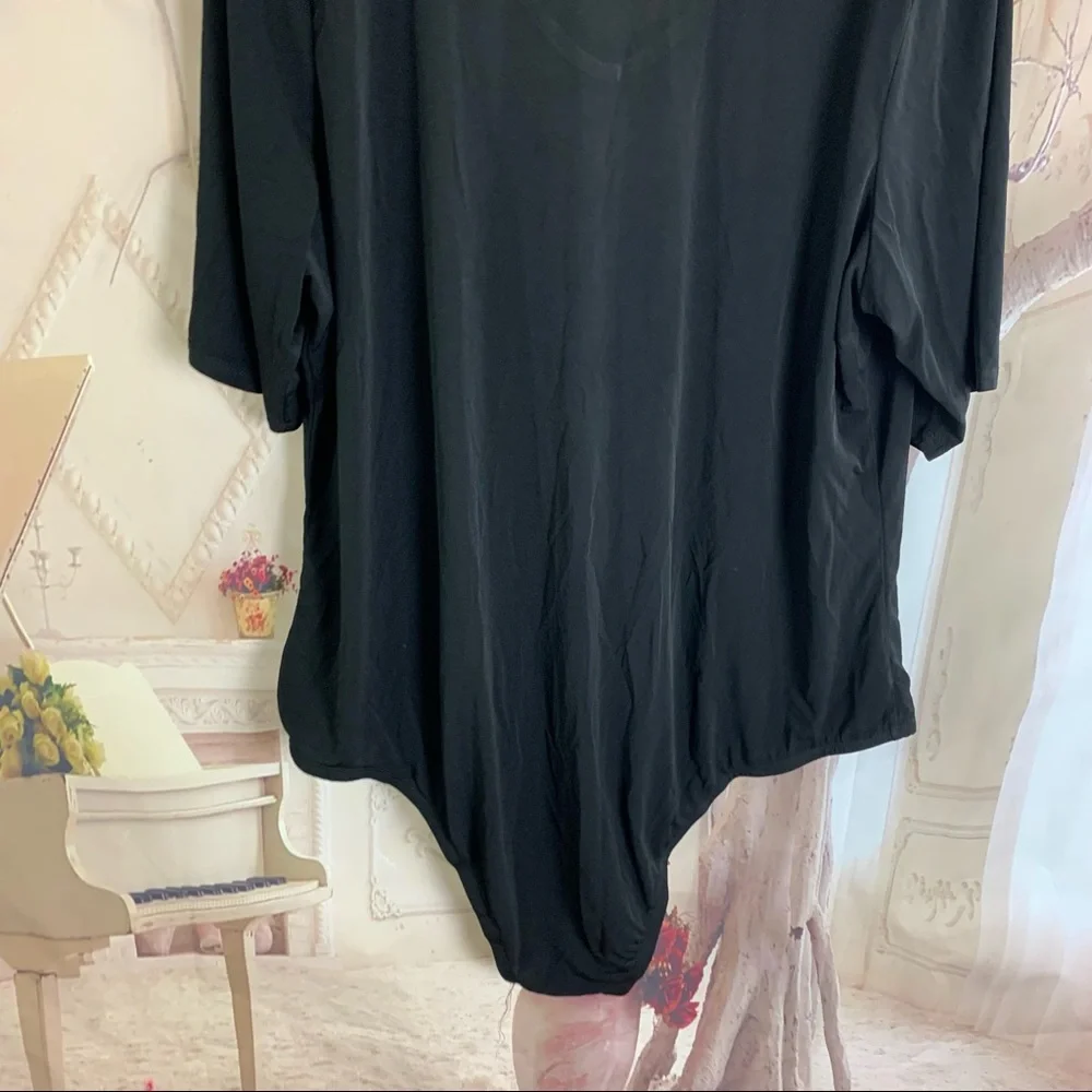 NEW TORRID BLACK STUDIO KNIT V-NECK BODYSUIT - Picture 8 of 11